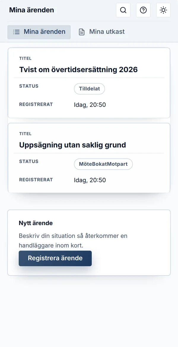 Medlemmen följer sina ärenden i mobilen